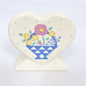 Vintage Auntie Em Collection 1986 HMK Napkin Holder Basket With Flowers